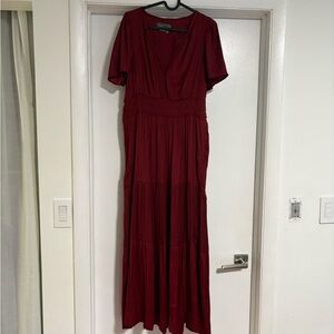 Anthropologie Deep Red Maxi Dress